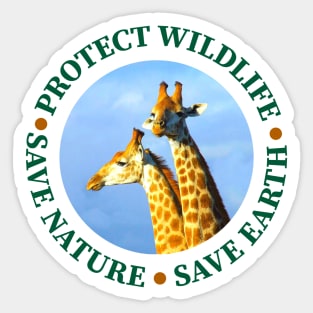 Wildlife Conservation Earth Day Giraffes Sticker